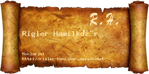 Rigler Hamilkár névjegykártya